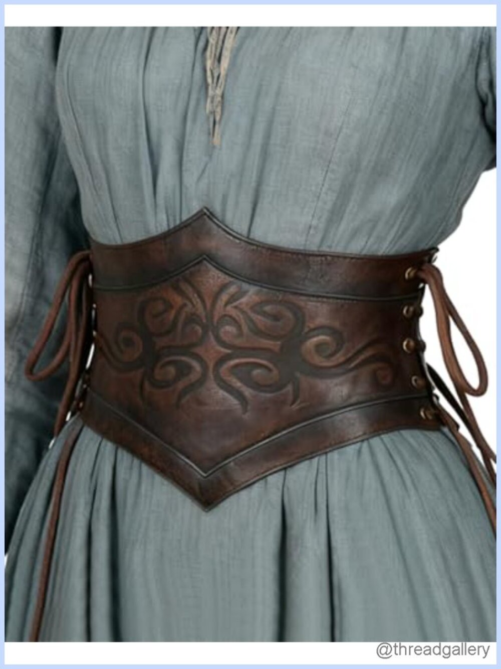 PU Leather Viking Corset Belt Adjustable Wide Waist Cinch
